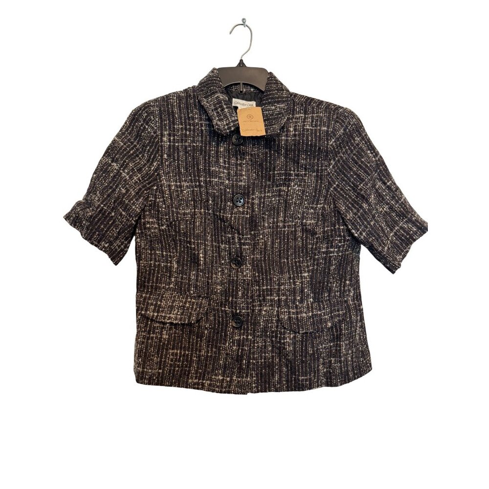 Coldwater Creek Tweed Short Sleeve Blazer Size 16 Textured Wool Blend Jacket